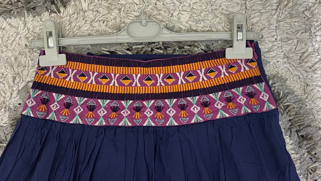 Nakışlı Çok Renkli Uzun Bohem Etek - Görsel 4