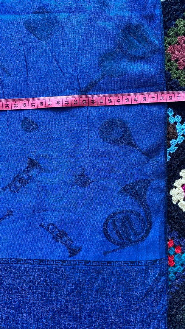 Koyu Mavi Püsküllü Bohem Kadın Şalı - Görsel 3