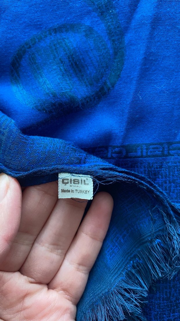 Koyu Mavi Püsküllü Bohem Kadın Şalı - Görsel 4