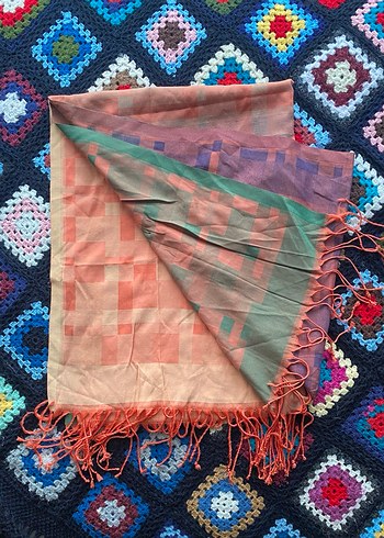 Bohem Çok Renkli Kadın İpek Şal - Görsel 2