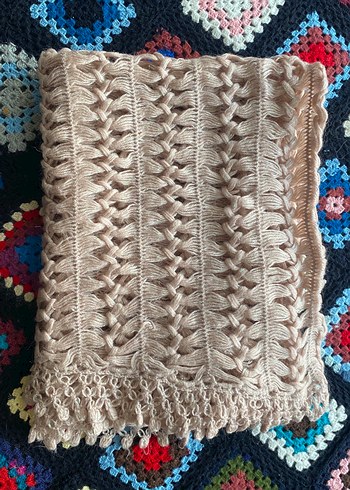 Toz Pembe Örgü Kadın Şal - Görsel 2