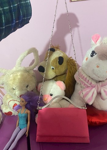 Pembe/Fuşya Zincir Detaylı Kadın Abiye Çanta - Görsel 6