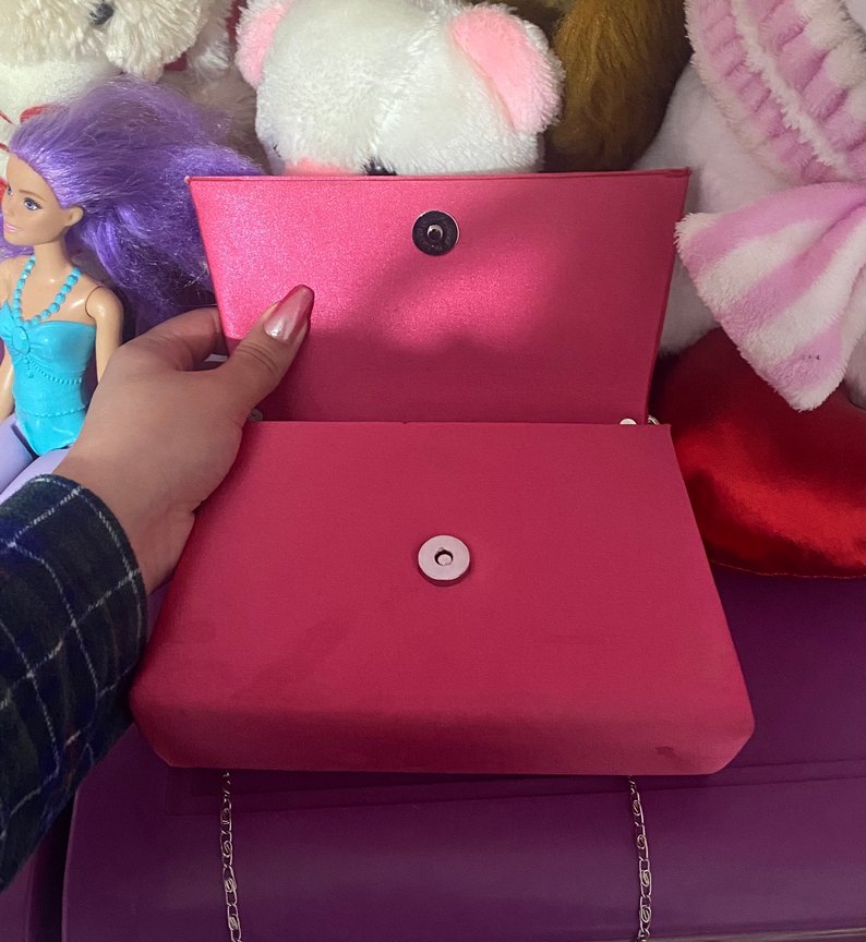 Pembe/Fuşya Zincir Detaylı Kadın Abiye Çanta - Görsel 3