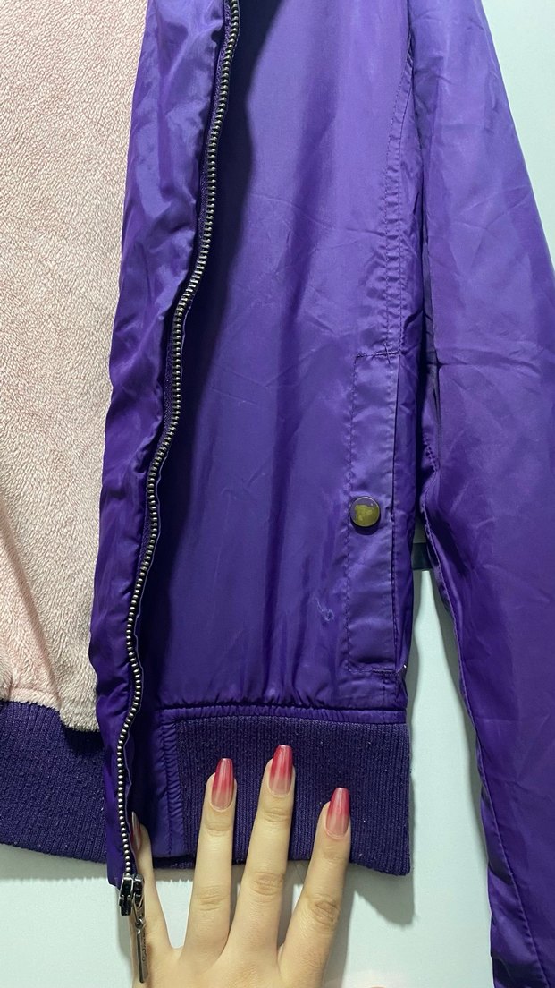 Mor Fermuarlı Kadın Ceket - Görsel 5