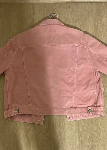 Pembe kadın kot ceket - Görsel 4
