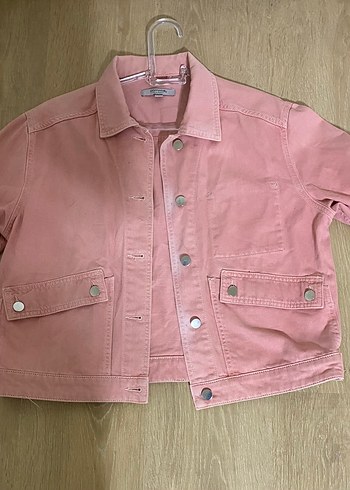 Pembe kadın kot ceket - Görsel 2