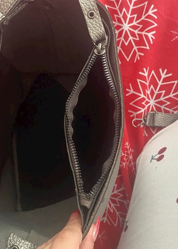 Gri Deri Kadın Minimalist Çanta - Görsel 7