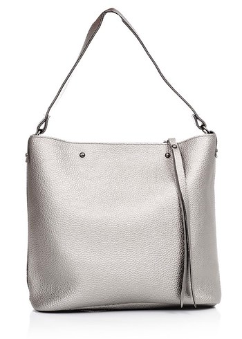 Gri Deri Kadın Minimalist Çanta - Görsel 2