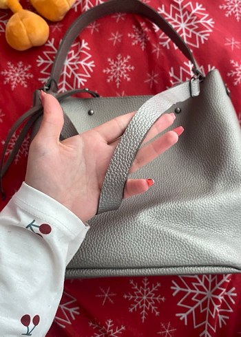 Gri Deri Kadın Minimalist Çanta - Görsel 10