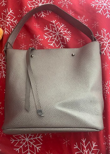 Gri Deri Kadın Minimalist Çanta - Görsel 3