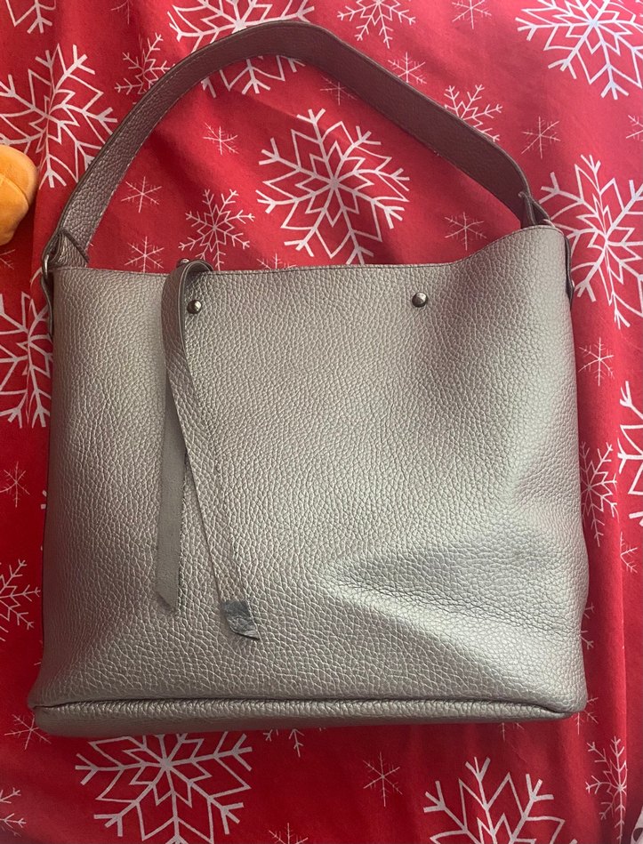Gri Deri Kadın Minimalist Çanta - Görsel 3