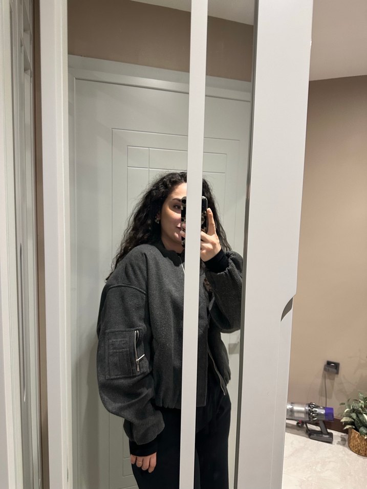 Gri bomber ceket - Görsel 2