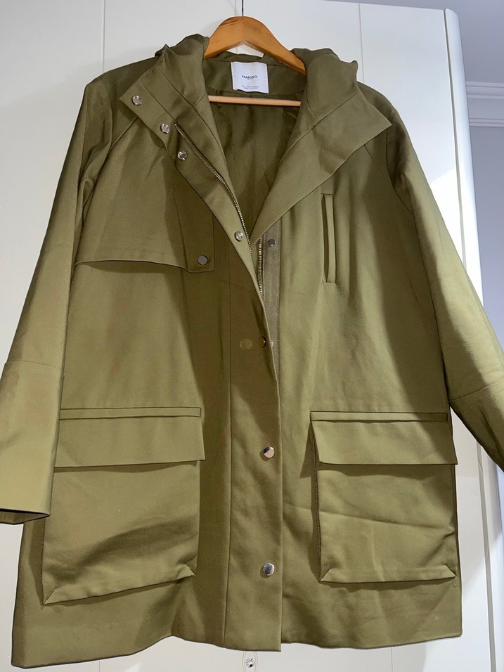 Düğmeli Haki Midi Ceket - Görsel 3