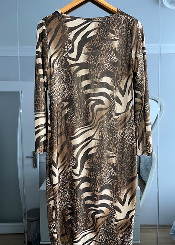 Kahverengi Zebra Desenli Parlak Tunik - Görsel 5