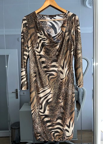 Kahverengi Zebra Desenli Parlak Tunik - Görsel 2