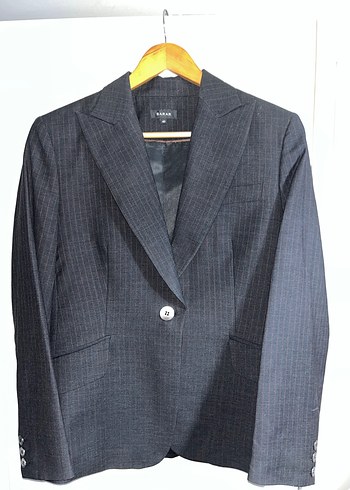 Kadın Gri Düğmeli Klasik Blazer Ceket - Görsel 2