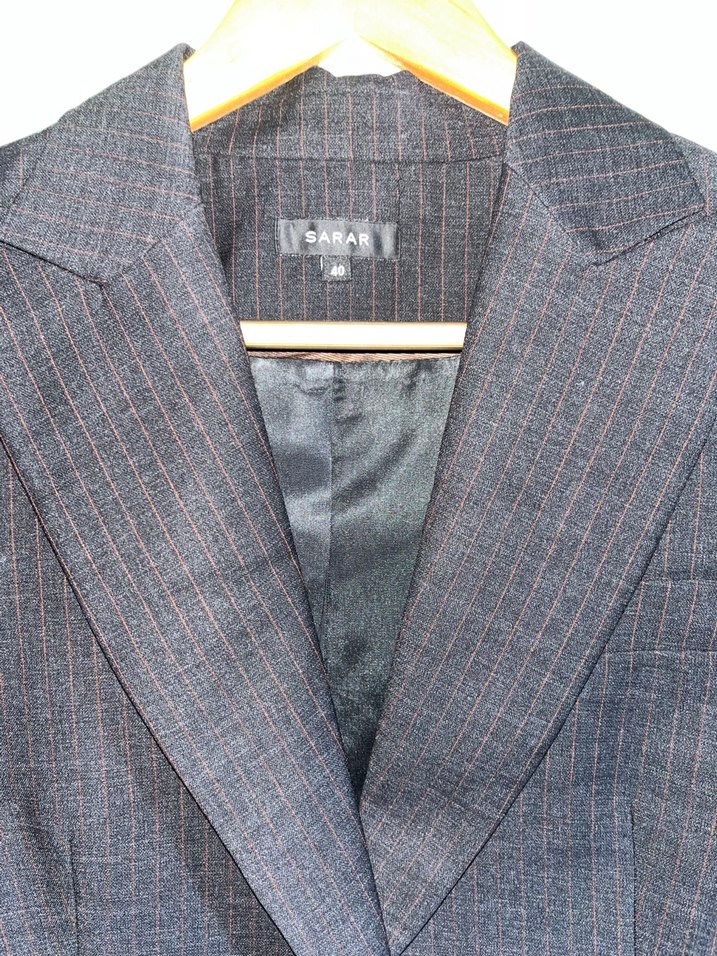 Kadın Gri Düğmeli Klasik Blazer Ceket - Görsel 3