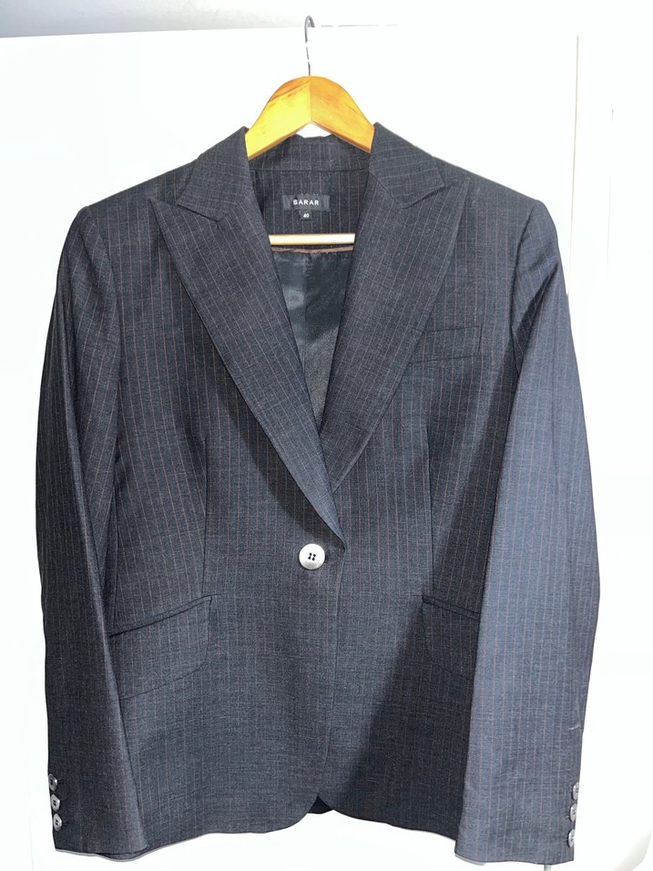 Kadın Gri Düğmeli Klasik Blazer Ceket - Görsel 2