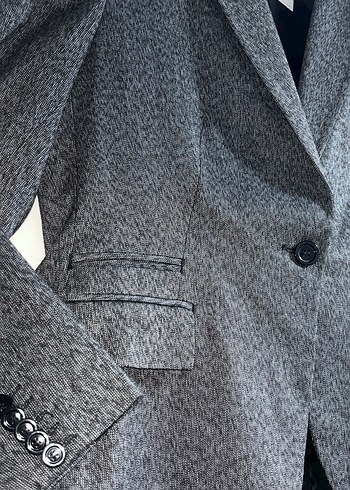 Gri Düğmeli Kadın Blazer Ceket - Görsel 3