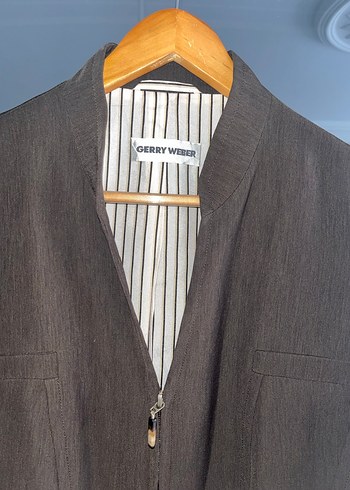 Kahverengi Fermuarlı Kadın Kumaş Ceket - Görsel 2