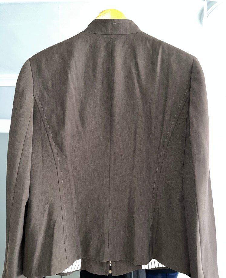 Kahverengi Fermuarlı Kadın Kumaş Ceket - Görsel 4