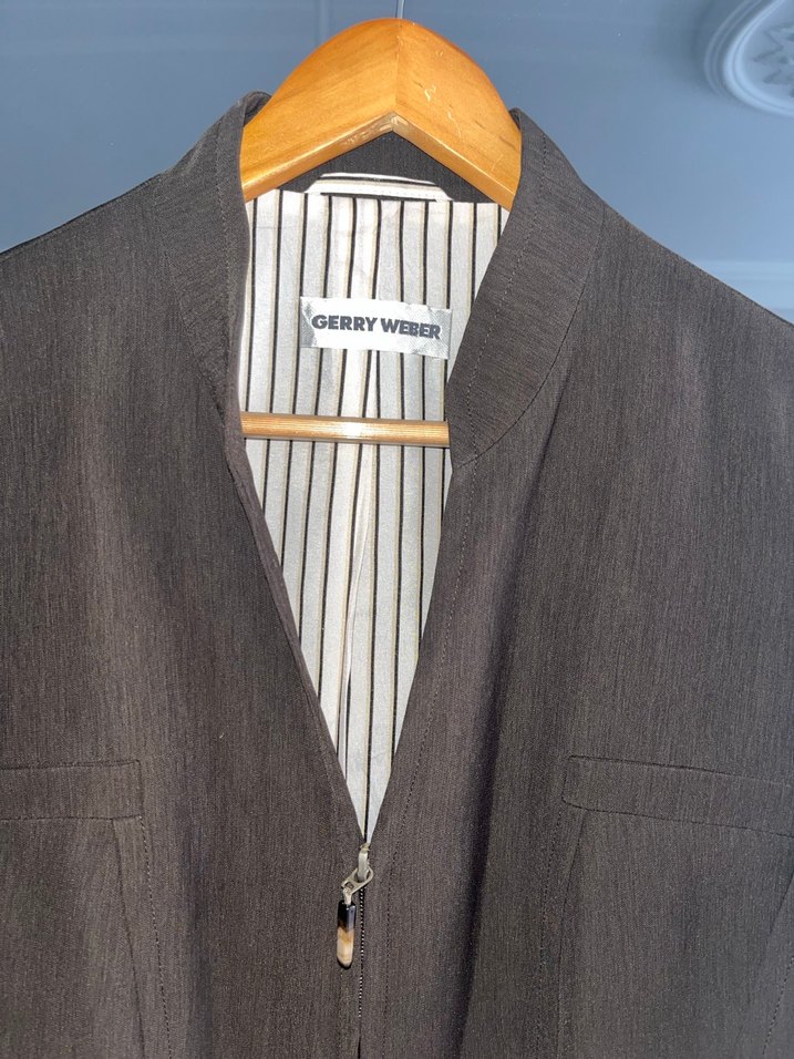 Kahverengi Fermuarlı Kadın Kumaş Ceket - Görsel 2