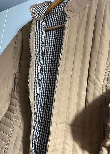Bej Kadın Midi Boy Fermuarlı Ceket - Görsel 3