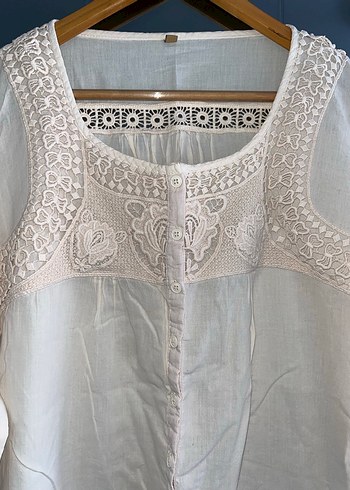 Dantel Detaylı Bohem Pamuk Bluz - Görsel 3