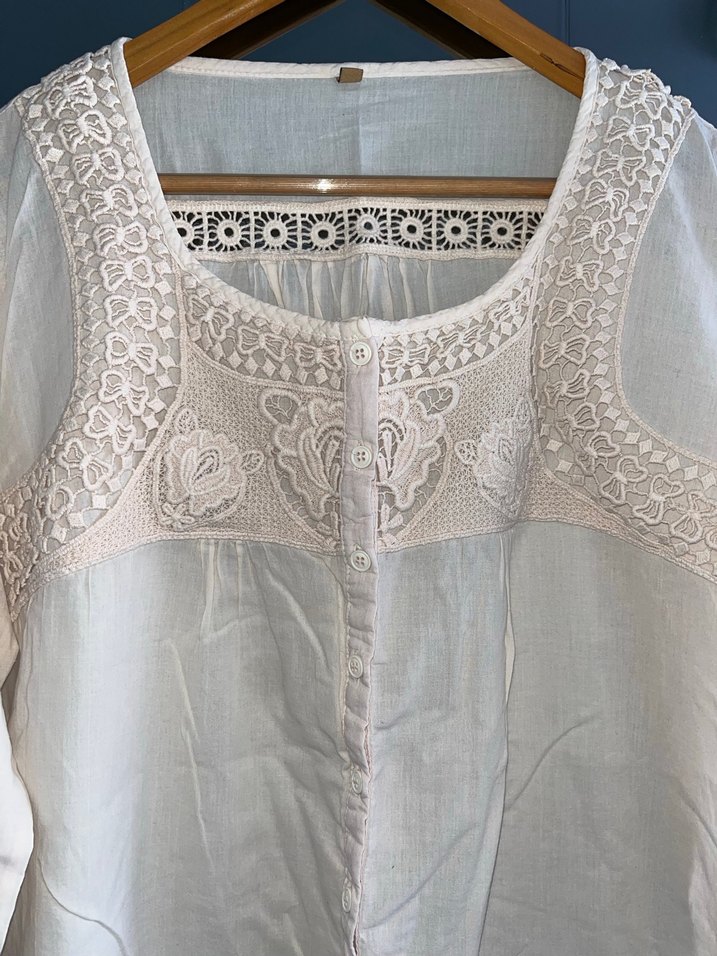 Dantel Detaylı Bohem Pamuk Bluz - Görsel 3