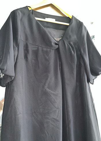 Siyah V Yakalı Salaş Elbise - Görsel 3