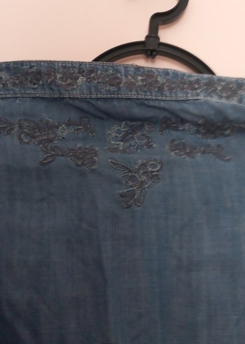 Nakışlı Kot Mini Tulum, Bel Detaylı - Görsel 3