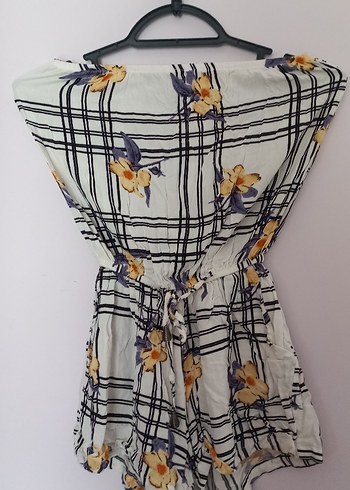 Kadın Beyaz Çiçekli Straplez Tulum - Görsel 3