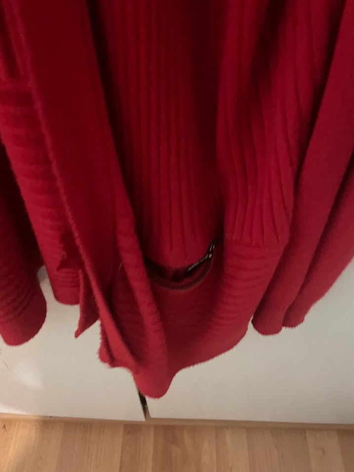 Koyu Kırmızı Örgü Kadın Hırka - Görsel 3