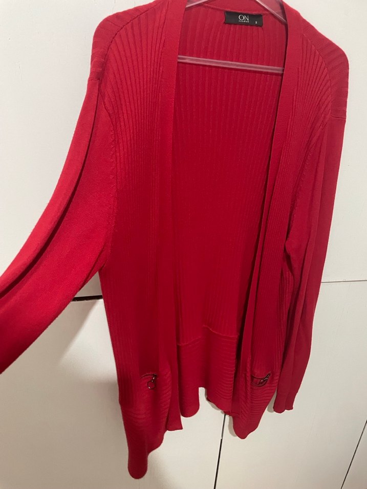 Koyu Kırmızı Örgü Kadın Hırka - Görsel 2