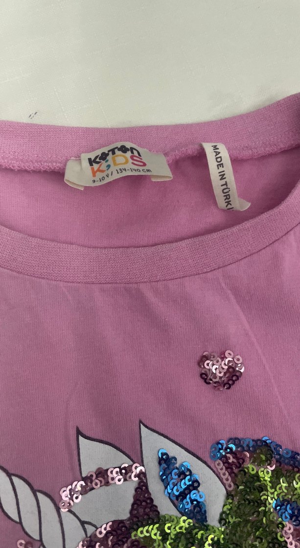 Kız Çocuk Pullu Unicorn Baskılı Tişört - Görsel 2