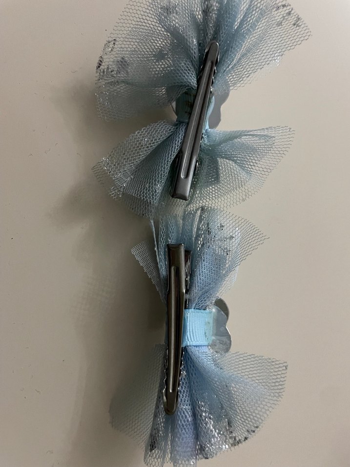 Gri Nakışlı ELSA Fiyonklu Çocuk Saç Tokası - Görsel 2