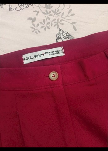 Bordo Pilili Kadın Bermuda Şort - Görsel 2