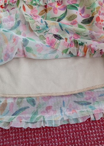 Çiçek Desenli Fırfırlı  Etek - Görsel 3