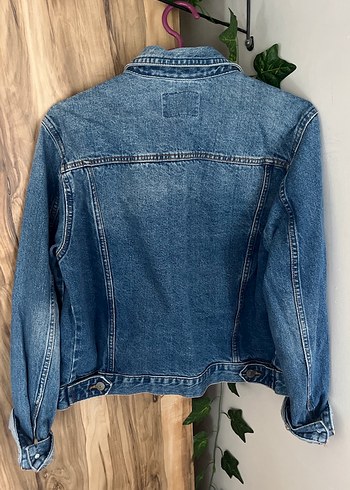 l Beden Düğmeli Mavi Denim Kadın Ceket