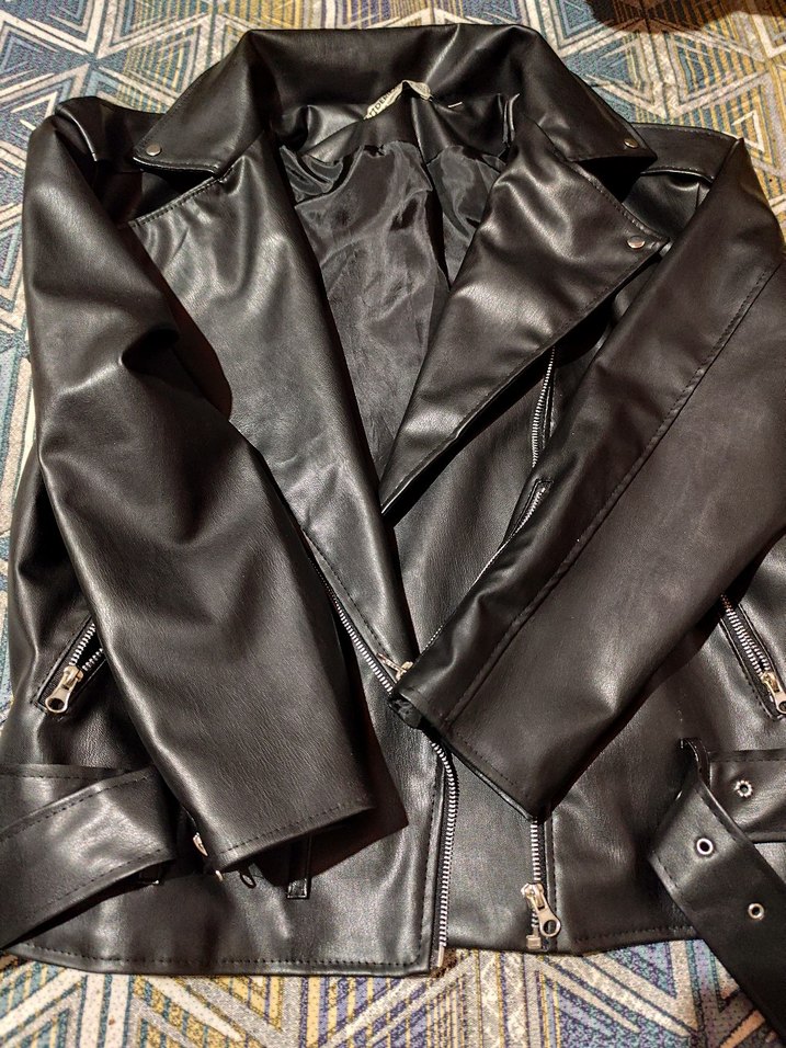 Siyah Kadın Deri Biker Ceket - Görsel 3