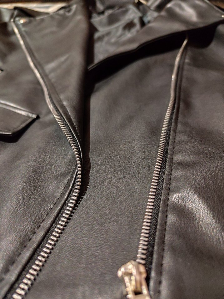 Siyah Kadın Deri Biker Ceket - Görsel 4
