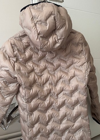 Bej Kadın Midi Kışlık Mont Fermuarlı - Görsel 4