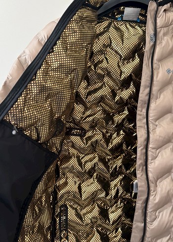 Bej Kadın Midi Kışlık Mont Fermuarlı - Görsel 2