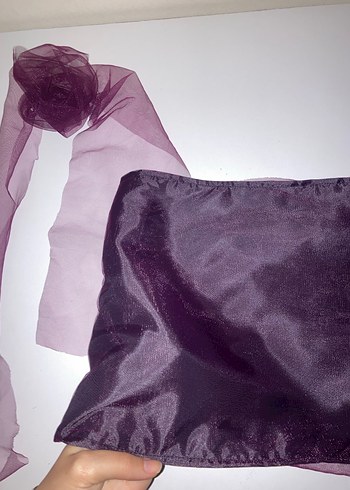 Kadın Mor Saten Drapeli Büstiyer - Görsel 3