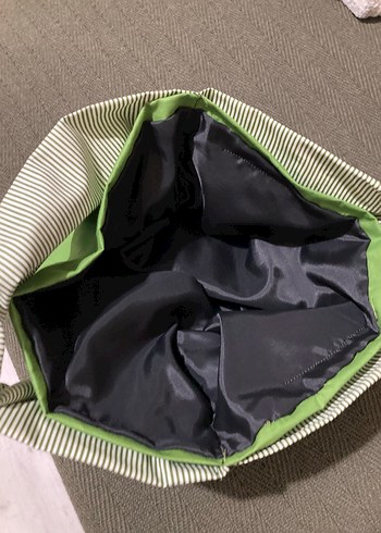 Çift Taraflı Yeşil ve Çizgili El Çantası - Görsel 4