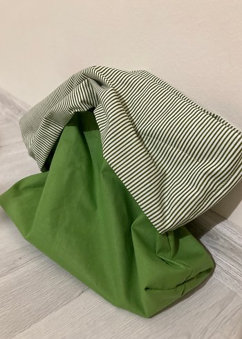 Çift Taraflı Yeşil ve Çizgili El Çantası - Görsel 6