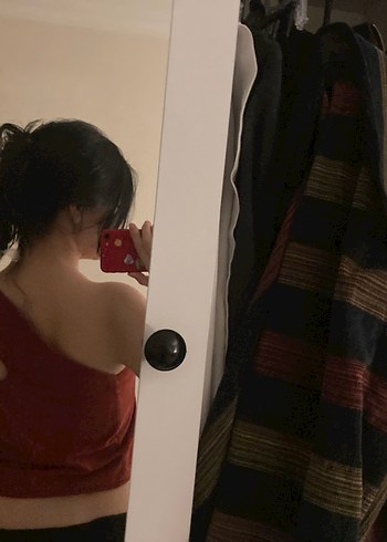 Kiremit Kadife Asimetrik Büstiyer - Görsel 3