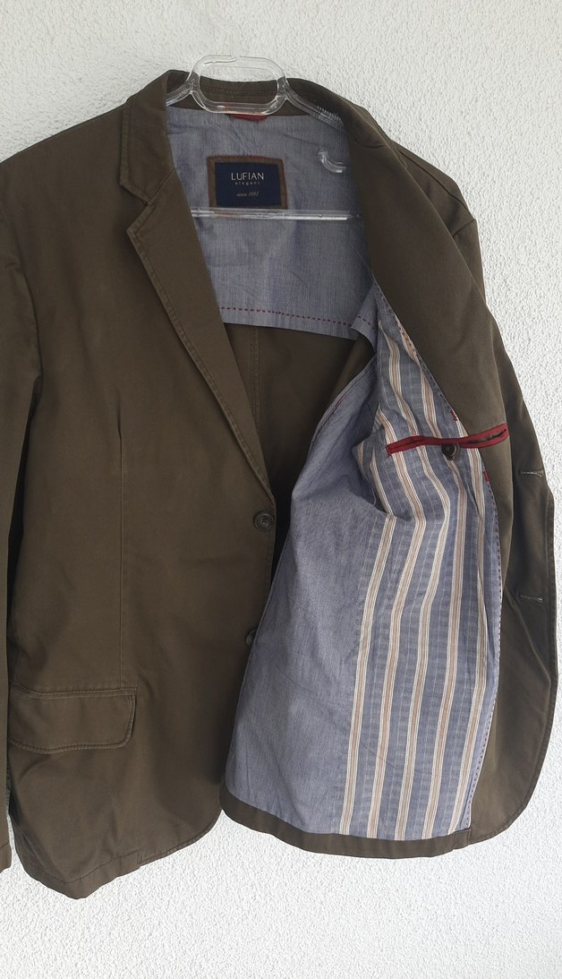 Düğmeli Haki Erkek Keten Ceket - Görsel 5