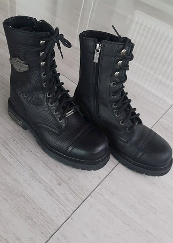 Siyah Deri Biker Botlar Yüksek Topuklu - Görsel 2