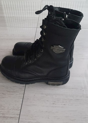 Siyah Deri Biker Botlar Yüksek Topuklu - Görsel 4